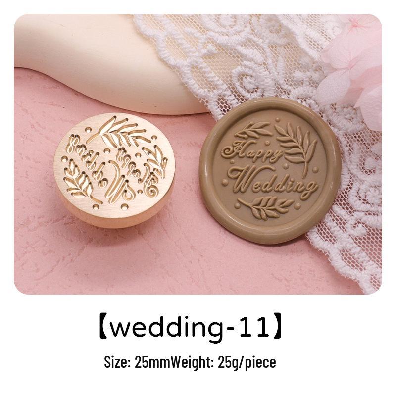Wedding Series Round Wax Seal Stamp Head - Copper Handmade Letter Sealing