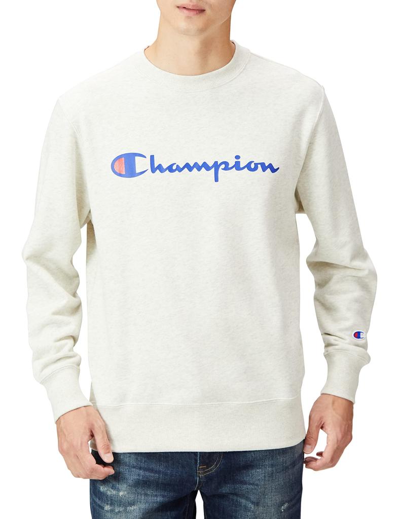 Champion Haferflocken Rundhals Langschrift Größe S Herren Sweatshirt, Ärmel, Fleece, Logo, (C8-W043Z)