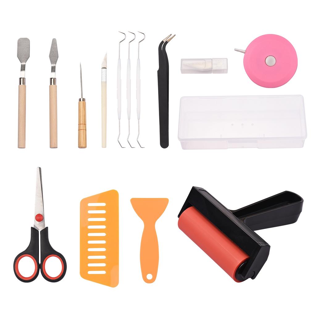19pcs Craft Vinyl Weeding Tools Set with Brayer Tweezer Silhouettes Cameos Lettering Cutting DIY Art Supplies Craft