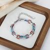 Colourful Enamel Necklace Bracelet For Women Stainless Steel 18K Gold Plated Waterproof Women's Neck Chain Bracelets Zircon Set
