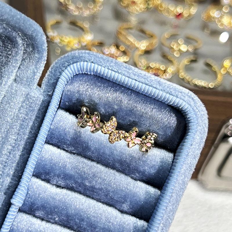 Temperament Versatile Color Butterfly Enamel Ring Women's New Light Luxury Retro Fashion Niche Design Fashion Ring