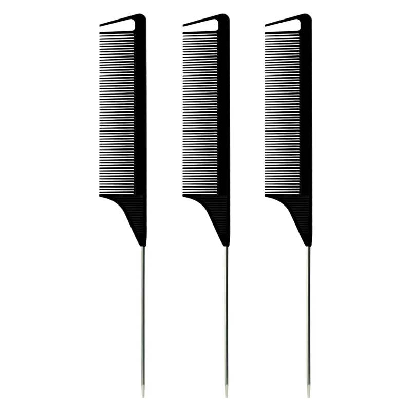 Pro Pointed Tail Salon Hairdressing Hair Styling Anti-static Comb Hair Brush Steel Needle Pin Rat Tail Combs Barber Accessories