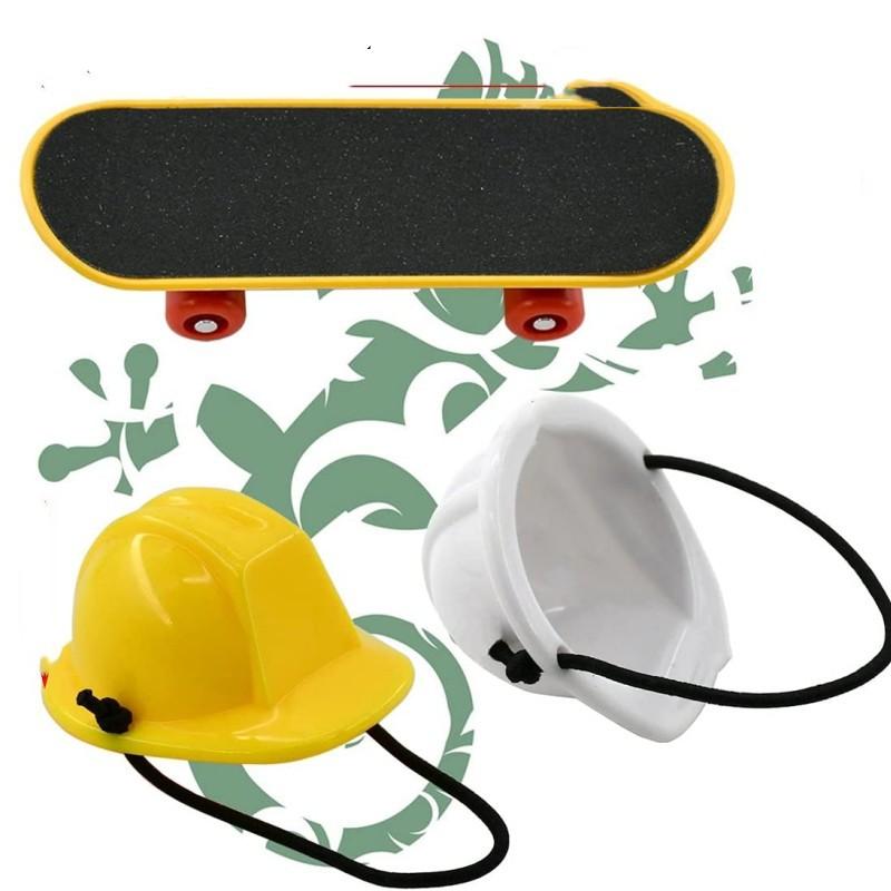 

Шлем для домашних животных, скейтборд, набор из 3 предметов, шляпа для инженерного применения, защитный шлем, хомяк, ящерица, попугай, игрушки чёрный