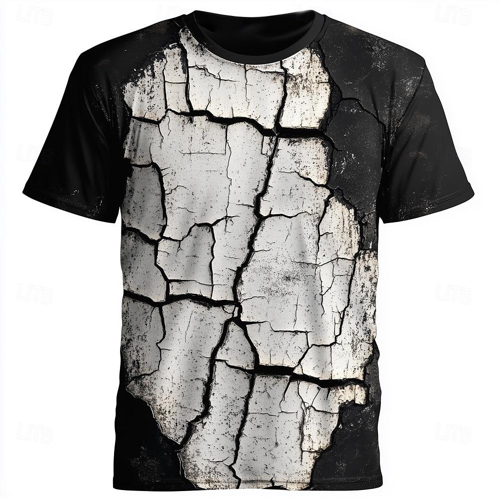 Men s Optical Illusion Abstract 3D T Shirt Short Sleeve T shirt 3D Print Crew Neck Crewneck Shirt Exaggerated Designer Party XL