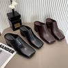 Gao Niche 22 Temperament Simple and Fashionable Thick Heel Square Head Retro Elegant High Heel Slippers Beautiful