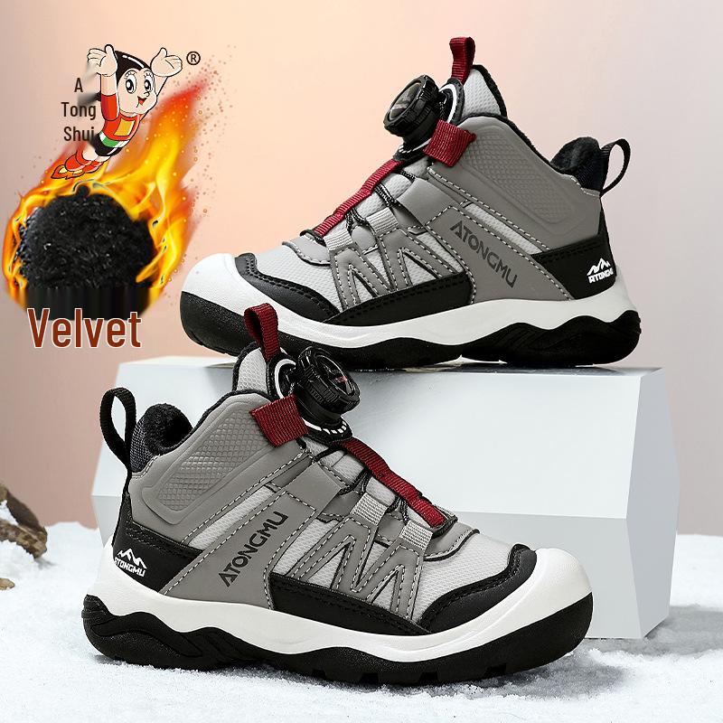 Popular Boys' Snow Boots: Fleece-Lined, Thickened, Non-Slip, Warm Winter Shoes for Children