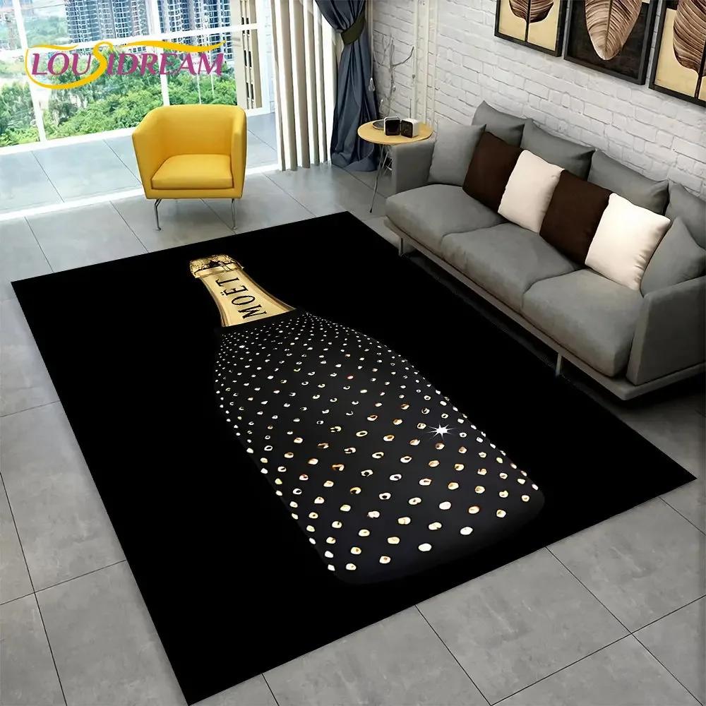 C-Champagne M-Moet & C-Chandon Teppich für Schlafzimmer Wohnzimmer Zuhause Sofa Dekoration, Kinderspiel Große Dekoration Bodenmatte Geschenk