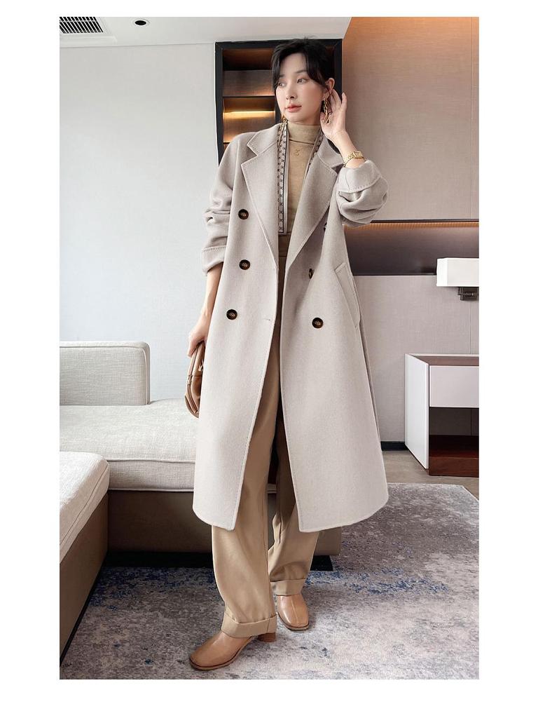 Women's Long Camel Double-Faced Coat: 30% Cashmere, 70% Wool - New Fall/Winter 2024