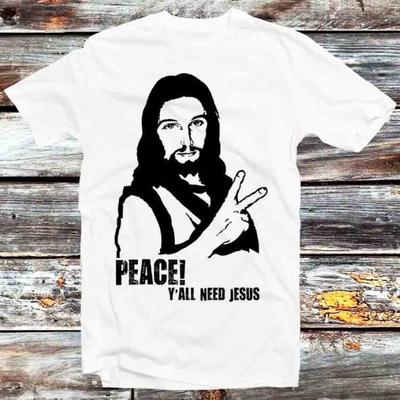 230 g/m², 100 % Baumwolle, Jesus, Frieden, und alle brauchen die Heilige Bibel, Weihnachten, T-Shirt, Vintage, Retro, cooles Geschenk, Herren, Damen, Unisex, Cartoon, Anime, Top, T-Shirt B807