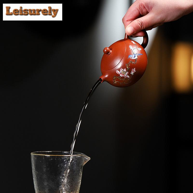 150ml Ancient Yixing Purple Clay Teapots Handmade Colour Enamels Xishi Pot Raw Ore Dahongpao Mud Kettle Zisha Tea Set For Tea