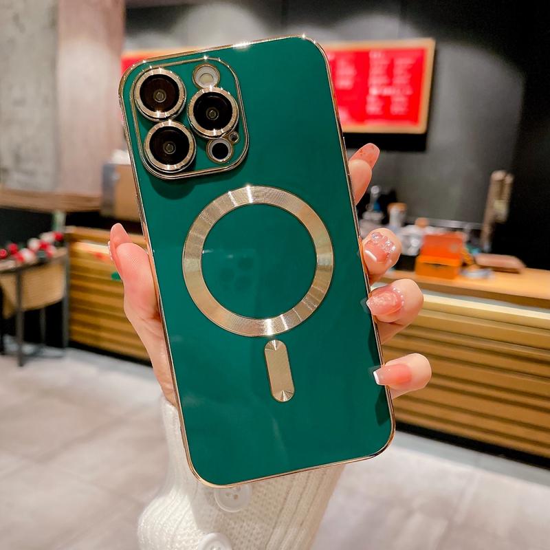 Luxus Magsafe Wireless Charge Telefonhülle für iPhone 15 14 13 12 11 Pro Max Plus Magnetische Galvanik Stoßstange Silikonhülle