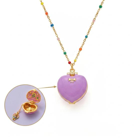 Openable Heart Charm Necklace Heart Box Pendant With Mini Figurine 1 Pc