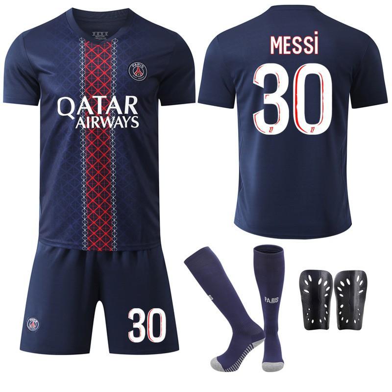 

2025-26 No. 7 Mbappe 10 Dembele 30 Messi Jersey Greater Paris Home Football Shirt Set #M