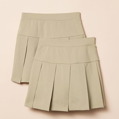Amazon Essentials 2-Piece Pleated Skirt with Inner Pants, Girls' Khaki Tan, Sizes 145-150