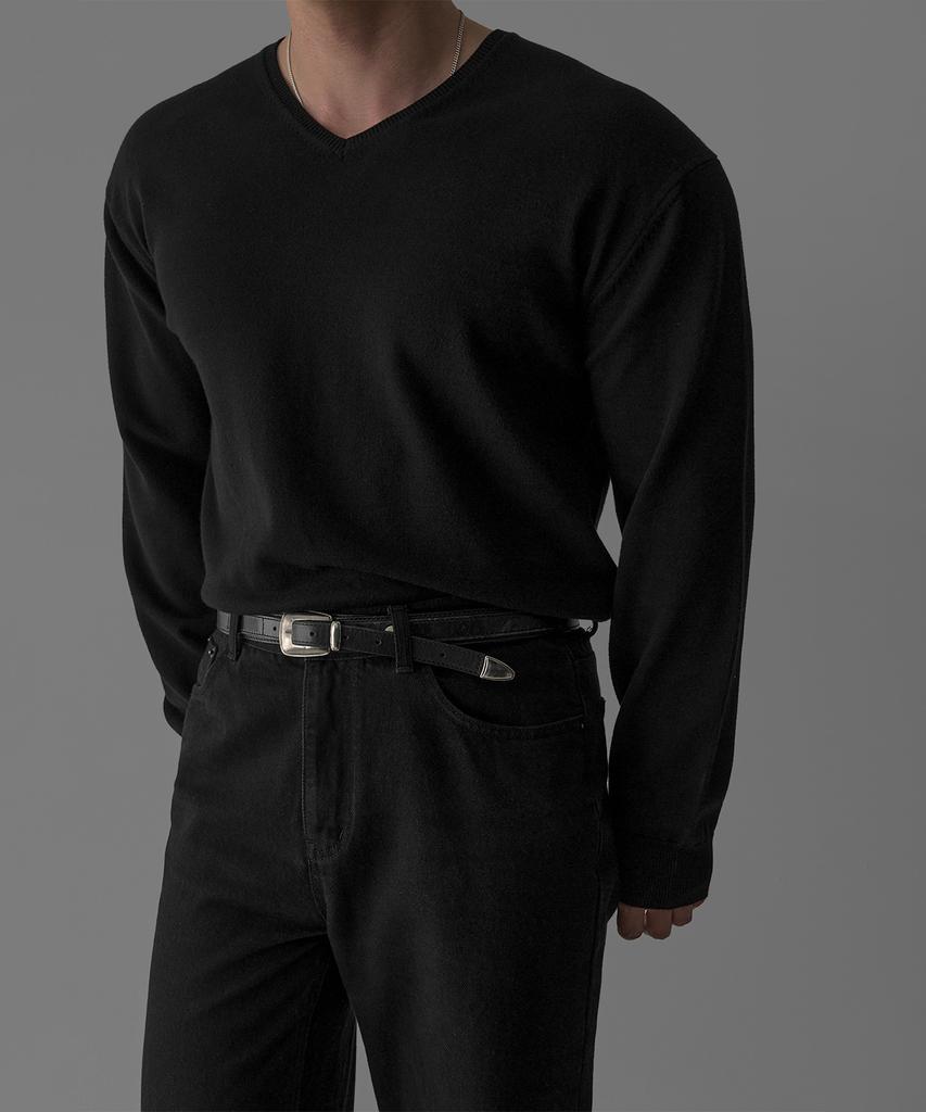 Baulopeulodeogteu Fine V-Neck Knit [Black]