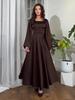2025 Spring Rhinestone Lace-Up Satin Dress: Long Sleeve European & American Women's Fashion