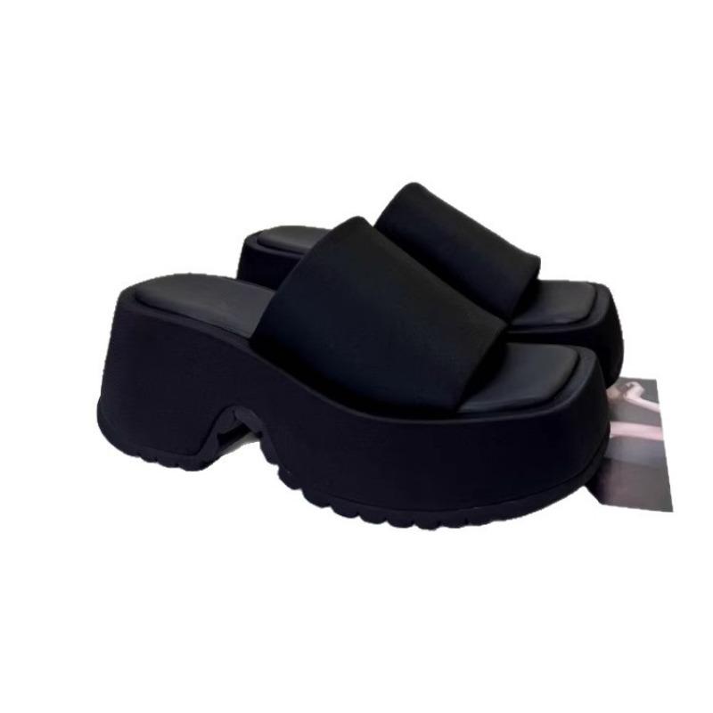 Weiches Schaffell~ 8 cm dick besohlte kleine Mann trägt coole Hausschuhe Damen Sommer neue bequeme und vielseitige höhenverlängernde Hausschuhe