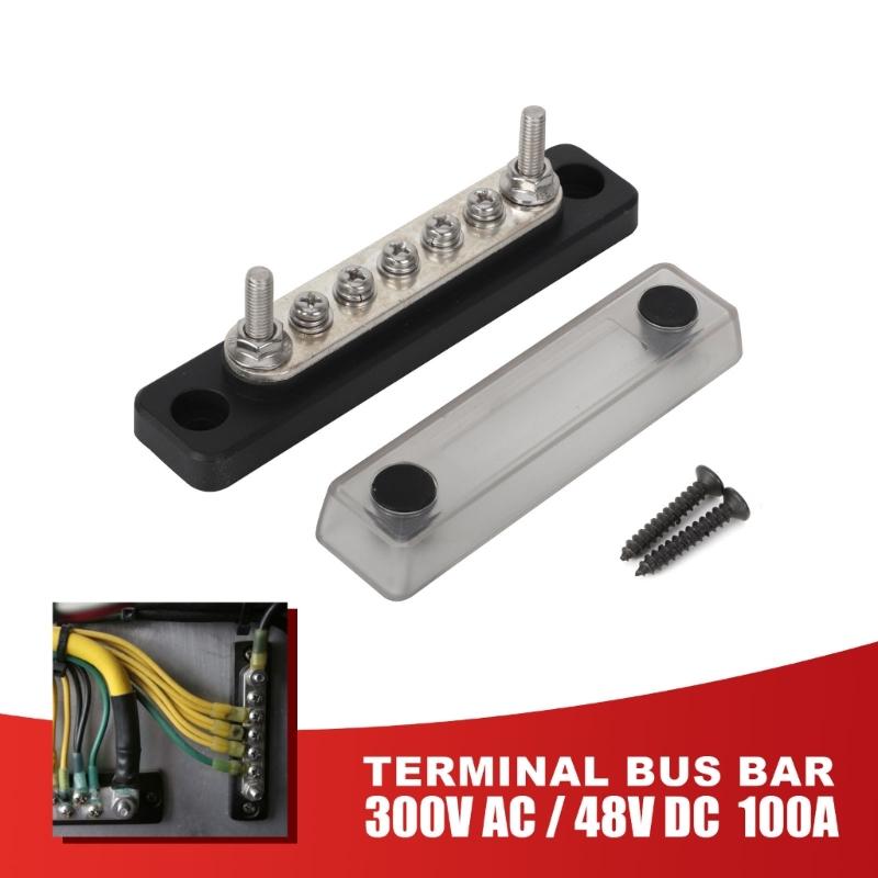 5 Post Power Distribution Block Bus Bar 100A 48V Marine Bus Bar, Automobile Battery Terminals Distribution Block