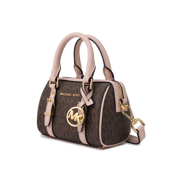 Michael Kors Bedford Series Classic Monogram Zip Closure Leather Boston Bag Women Handbags 32F9G06C0B-266