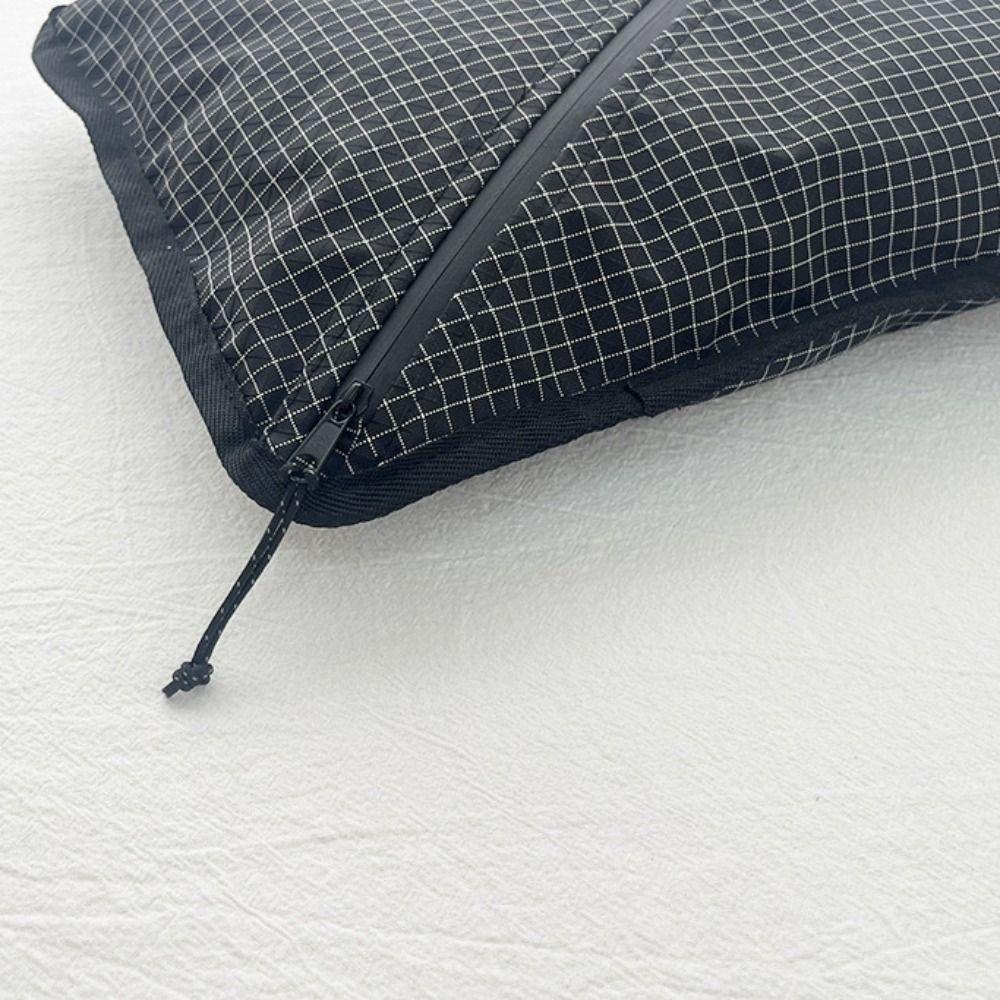 Grid Pattern Pillow Storage Bag 2-in-1 Camping Headrest Durable Travel Pouch Camping Sleep