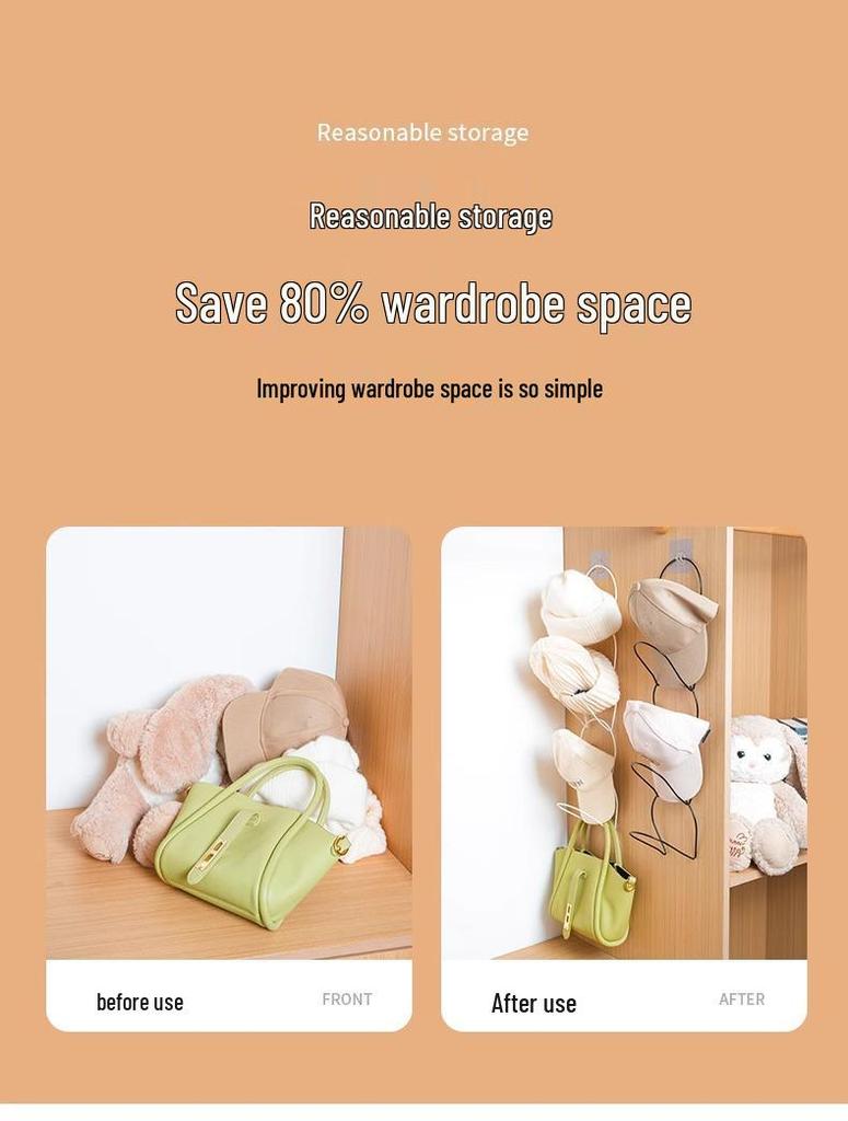 Hanging Cap & Scarf Organizer Wardrobe Hook for Hats & Bags