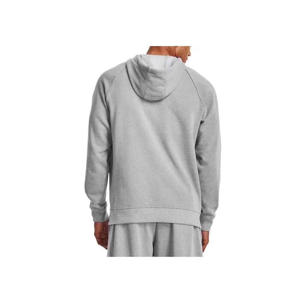 Under Armour Solid Color Cotton Knit Hooded Training Sweatshirt Men Sweatshirt Gray 1379684-011