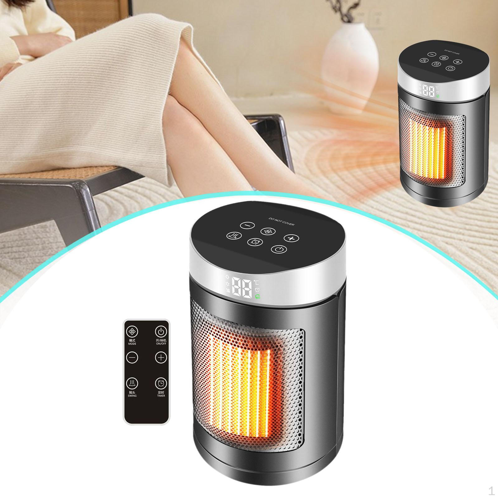 

Space Heater Digital Display 90° Oscillating Small Desk for Dorm Home серебряный
