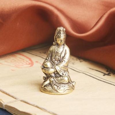 Vintage Brass Guanyin A Pair Of Desktop Ornaments Statue Crafts Worship Figure Of Buddha Old Bronze Wholesa