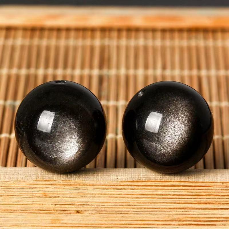 Natural Double-Eyed Black Gold Obsidian Beads DIY Unisex Bracelet Kit 6mm/Single Bead