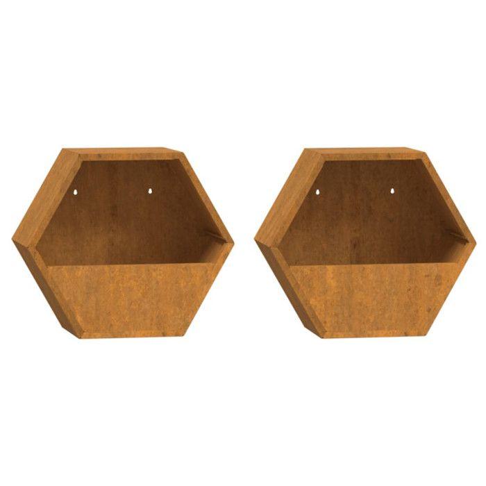 VidaXL Jardinières murales 2 pcs Rouillé Acier corten 30x10x25 cm 823684
