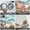 2D Flat Print Ocean Waves Seashells Doormat Non-Slip Entrance Kitchen Bath Door Floor Mats  Living Room Carpet Rug
