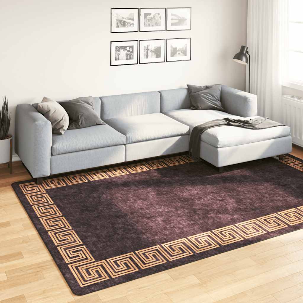vidaXL Teppich Waschbar Schwarz und Golden 190x300 cm schwarz