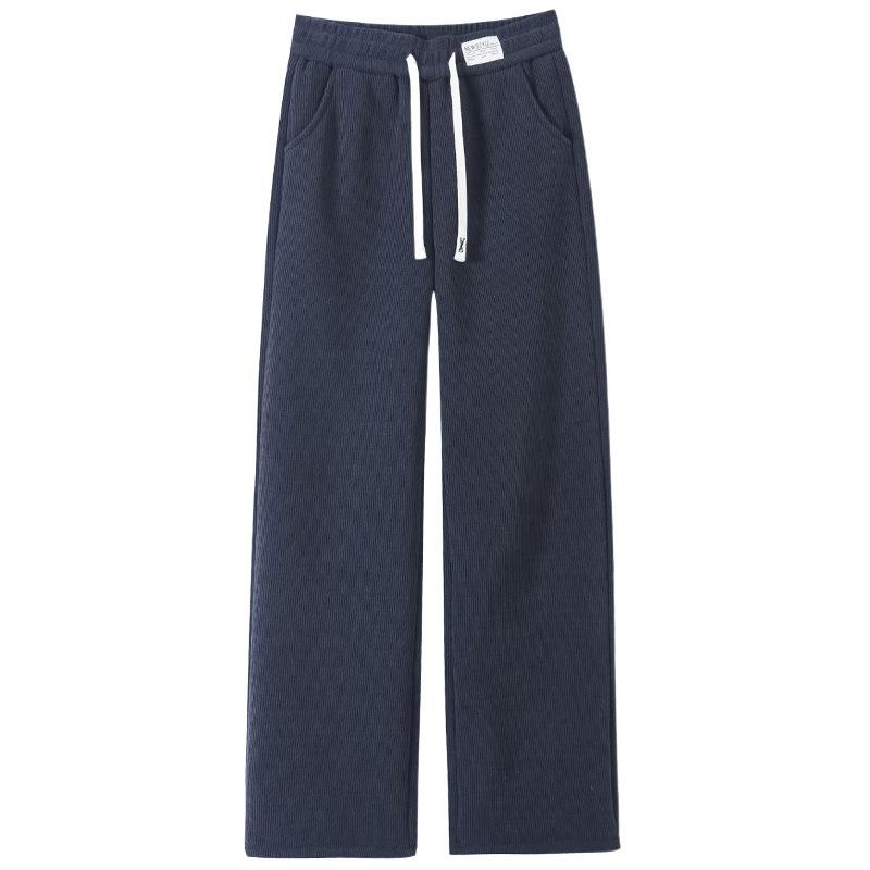 Women's Fleece Lined Wide Leg Pants Sporty Thin Style Autumn Winter Casual Trousers Spring Summer Narrow Version