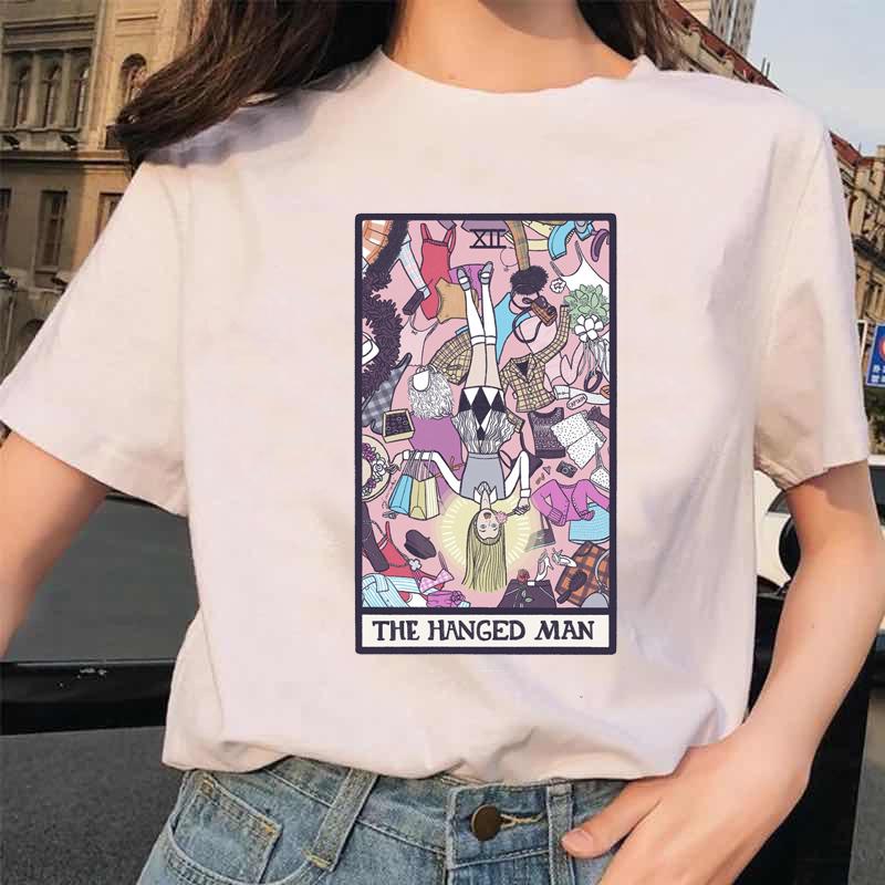 Womens Tarot Card Flower Funny Time Ladies Cartoon Fashion Short Sleeve Summer Printed Tshirt Womens Tshirt Top Pattern