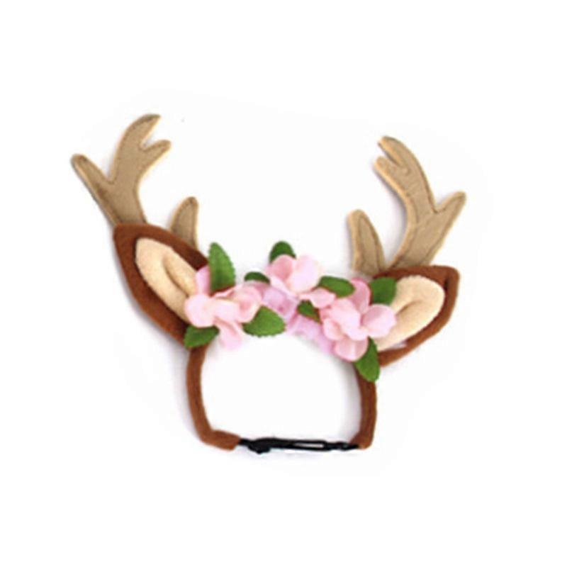 evago Pet Deer Costume Hat Merry Christmas Dog Antlers Headbands Elastic Band Adjustable Reindeer Cap Hair Headwear Accessories