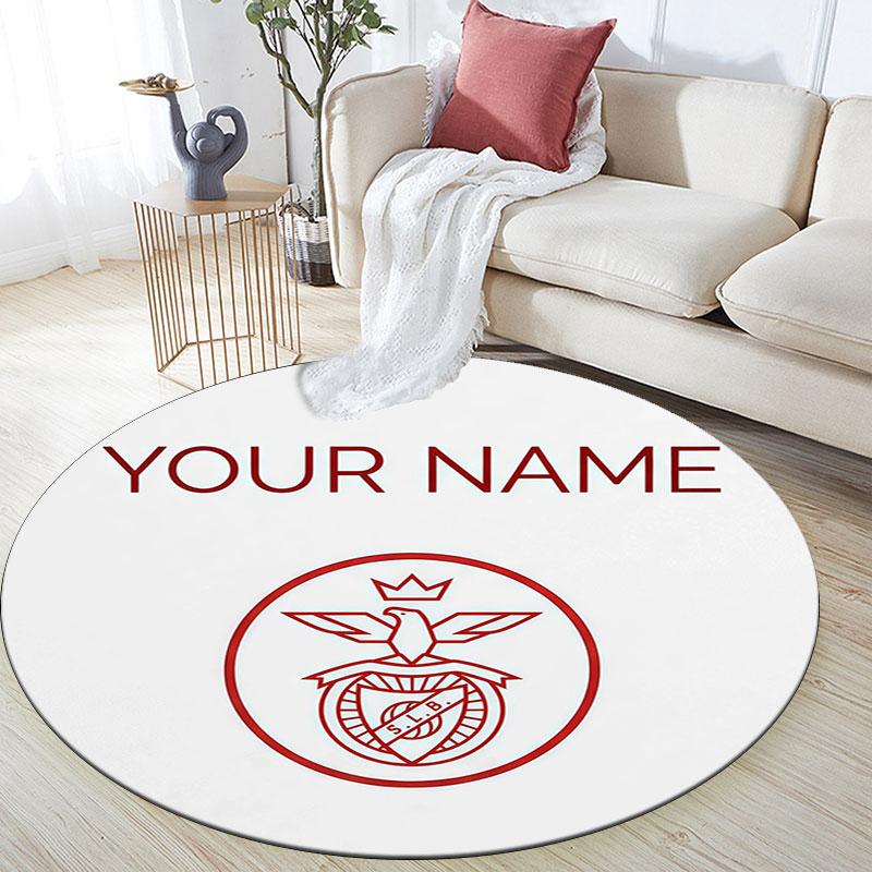 Custom Name,S.L. Benfica Pattern Round rug,Carpet Rug for Living Room Bedroom Playroom ,Non-slip Floor Mat,Holiday Gifts and Birthday Gifts.