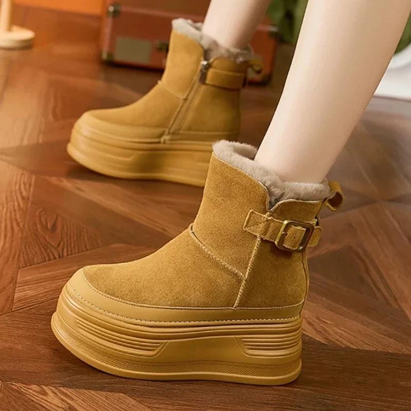 2024 New Women's Thick-soled Heightened Snow Boots Winter Selling Plush Warm Women's Casual Slip-on Fashion Boots Walking Boots