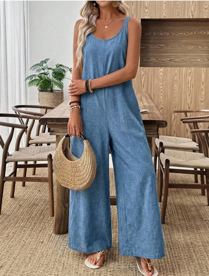 2026 Khaki Wide-Leg Women's Summer Jumpsuit