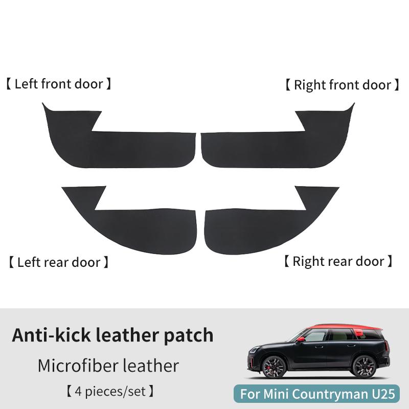 Car Door Anti-Kick Mat For Mini Cooper S F66 F67 2024 2025 Suede Leather Sticker Soil-Proof Children's Kick Pad Car Accessories