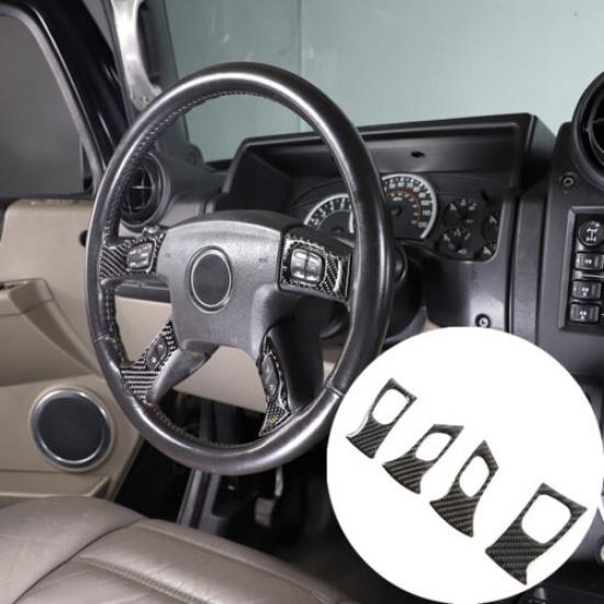 Carbon fiber Steering Wheel Button Cover Trim Sticker For Hummer H2 2003-2007