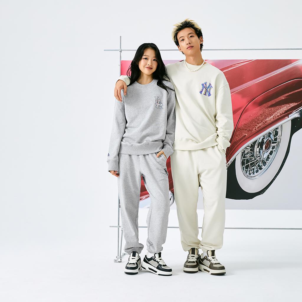 New MLB Los Angeles Dodgers Basic Collection 24FW Crewneck Sweatshirt Unisex Heather Gray 3AMTB1344-07MGS