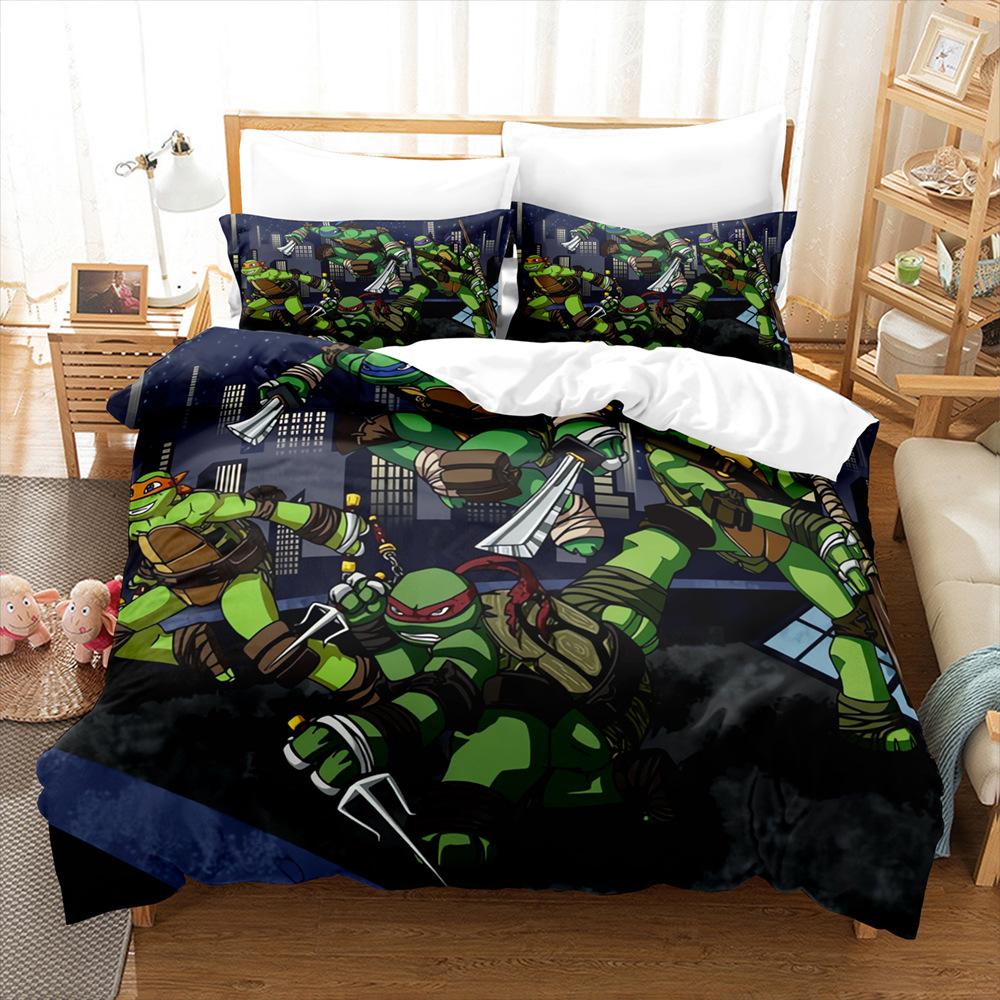 Teenage Mutant Ninja Turtles Series Quilt Cover 3D Digital Printing Kit Bed Three-Piece Set