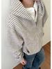 Unisex Striped Velour Hooded Cardigan Sweatshirt, Autumn/Winter, National Trend, Loose Fit, Versatile Zip-Up Jacket