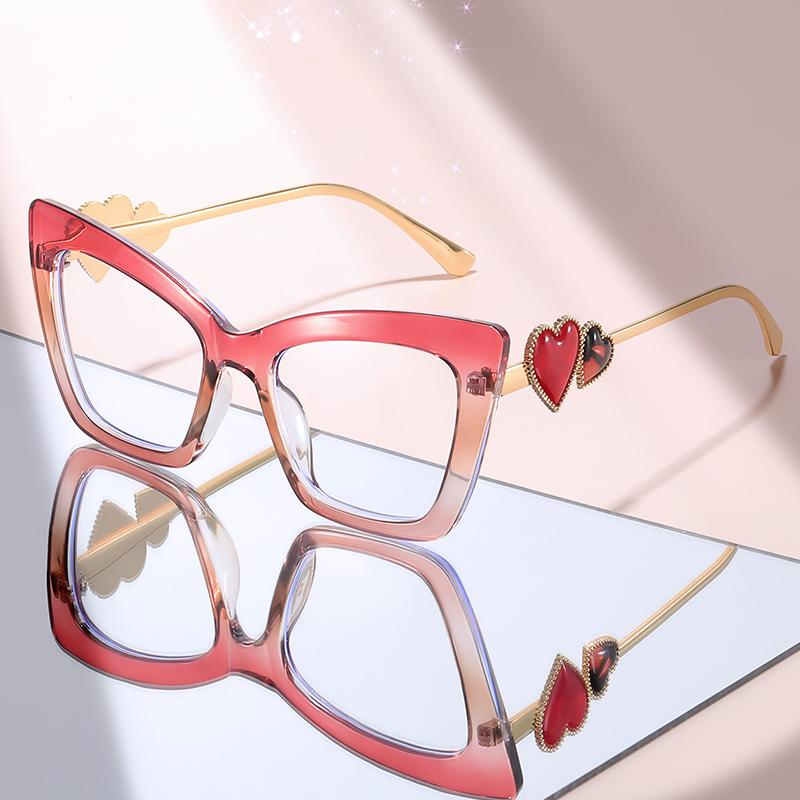 Luxury Purple Gradient Cat Eye Sunglasses with Rhinestone Heart Accents, Trendy Fashion Eyewear for Women s Party Outfit розовый