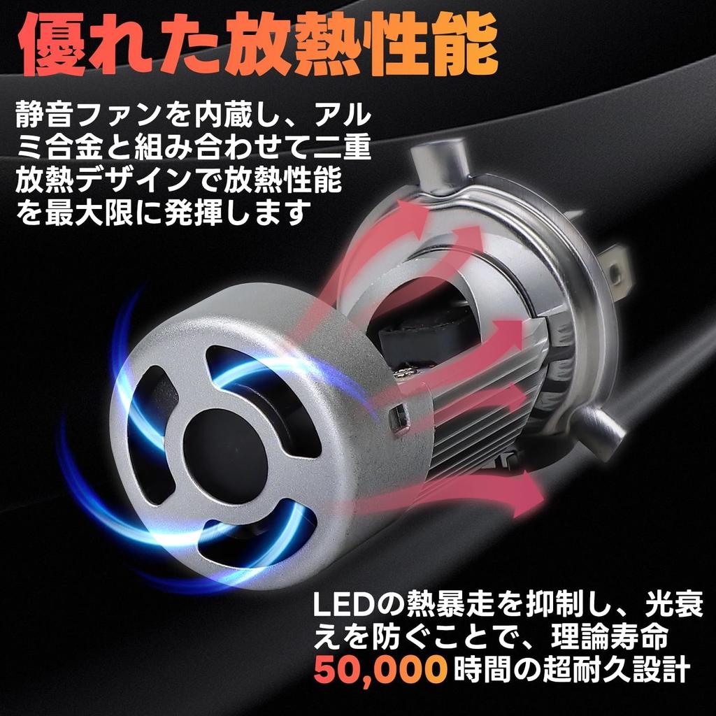 (H4/HS1 Compatible) Motorcycle LED Headlight, Supports High/Low Beam Switching, 6000K Pure White Light, High