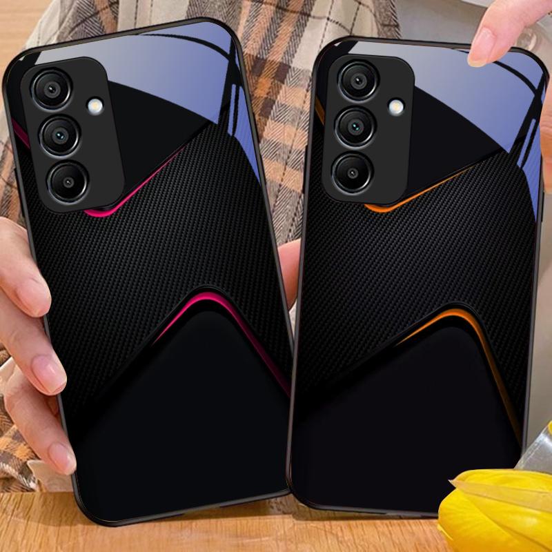 Simple And Large For Samsung Galaxy A15 5G 54 4G 51 50 24 35 90 71 12 51 53 52S 80 22 34 Black Tempered Glass Phone Case
