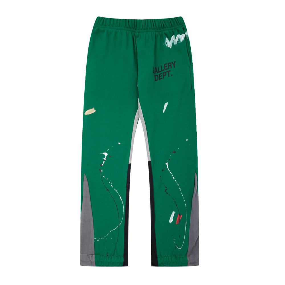 Gallery Dept Pantalon de survêtement décontracté style high street à cordon de serrage, splicing à éclaboussures d'encre peint à la main, légèrement tiré, pantalon de sport ample pour hommes et femmes