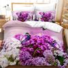 Flowers Queen Bedding Set 3D Print Singlesided Printed Comforter Plant Leaves Romantic and Warm Duvet Bedding Cover For Girls