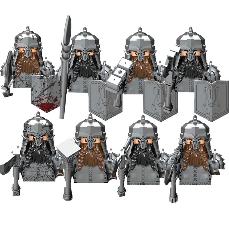 MOC Středověké Vojenské Stavební Kostky Elfský Bojovník Ork Rohan Gondor Rytíř Sada Postav Zvířecí Armáda Zbraň Luk Kuše Hračka