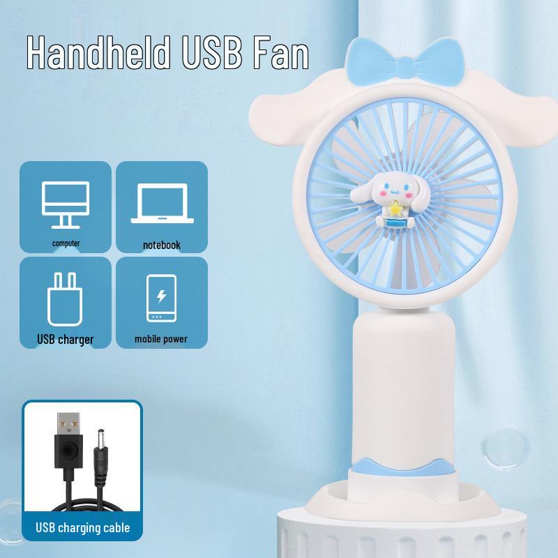 Cartoon USB Rechargeable Mini Handheld/Desktop Fan - Summer Gift Box + Charging Cable